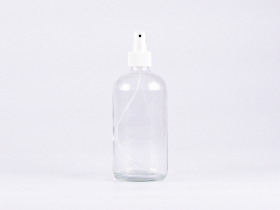 Klarglasflasche 500ml, mit Zerstäuber Weiss